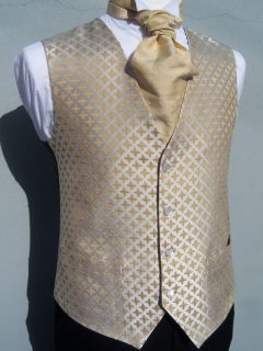 MENS AND PAGE BOYS TUDOR GOLD AND IVORY WEDDING DRESS SUIT WAISTCOAT 