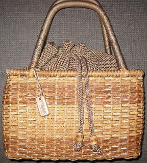The SAK by Ellott Lucca   Tan Wicker Bag with SAK Fabric Drawstring 