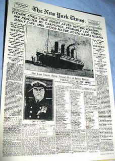 Vintage RMS TITANIC Newspaper Postcard Disaster New York Times Front 