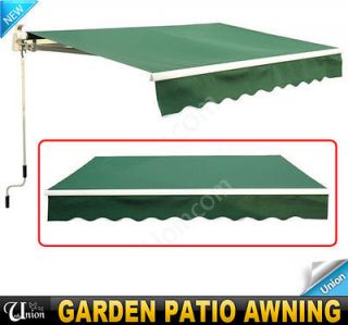   Manual Garden Patio Awning Canopy Sun Shade Retractable Shelter Green
