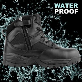   BLACK WATERPROOF POLICE SECURITY TACTICAL WORK BOOT   P1360Z WP