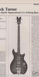 vintage 80s jaydee supernatural ga 4 string bass guitar information