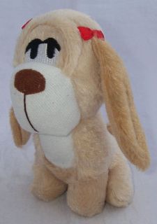 Plush Droopy Eyes Tan Brown Cream Puppy Dog Long Ears Red Bows Sits 6