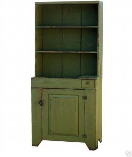 STEP BACK CUPBOARD PRIMITIVE PAINTED FARMHOUSE DRY SINK HUTCH EARLY 