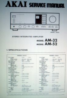   32 AM 52 STEREO INTEGRATED AMP SERVICE MANUAL INC SCHEMS PCBS BOOK ENG