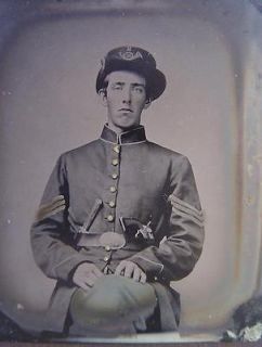   soldier in Union sergeants uniform,Hardee hat with revolver,knife