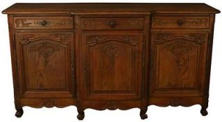   FRENCH COUNTRY OAK SIDEBOARD, SHELL CARVINGS, INTERESTING HARDWARE