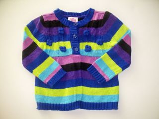 Baby Girls Purple Blue Green Black 3 Flower Buttons Cardigan Sweater