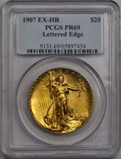 1907 ex hr 1907 extremely high relief $ 20 pcgs pr 69 one day shipping 