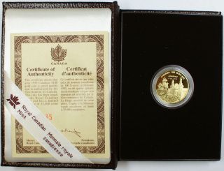 1995 Canada $100 Dollar Proof Gold Coin, 275th Anni. Louisbourg, In 