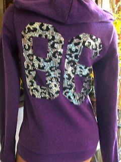 victoria secrets pink BLING LEOPARD HOODIE SEQUINS NWT SMALL