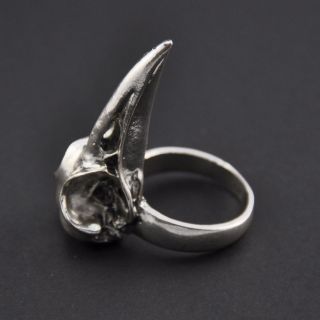crow bird skull ring silver plated large head death from