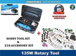 Hobby Rotary Multi Tool Mini Drill Kit + 216 Accessory Set fits Dremel 
