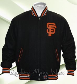 SAN FRANCISCO GIANTS Wool Jacket XL Black Orange Reversible Water 
