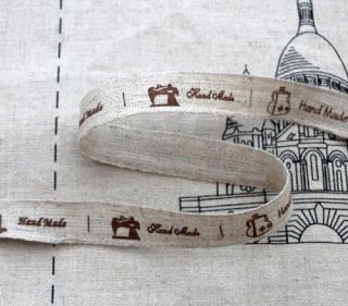 linen ribbon sewing label sewing machine handmade hobby location 