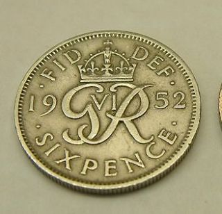 very rare 1952 george v1 silver sixpence 