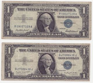   1935 G (no motto) + 1957 $1 Silver Certificates   well worn/circulated