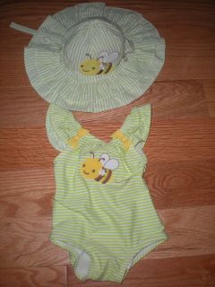 Gymboree NWT Baby Girl Bumble Bee One piece Swimsuit and Velcro Strap 