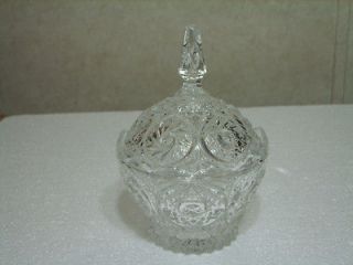crystal candy dish and lid with pinwheel designs time left