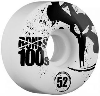 BONES 100s OG 52mm SKATEBOARD WHEELS (White w/ Black Logo) Brand New 