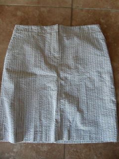 CREW Seersucker Grey Gray White Pinstripe Pencil skirt Stretch 8
