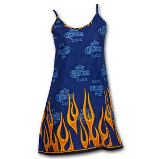 Corona Extra Flames Juniors Blue Slip Beach Dress