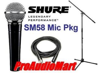 Shure SM58 vocal Microphone/Sta​nd/Cable Pkg NEW  SM 