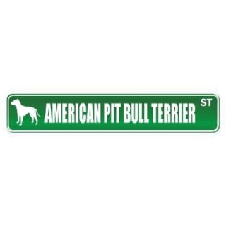 street sign green american pit bull terrier st time left
