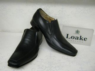 mens loake matthews black leather smart slip on shoes