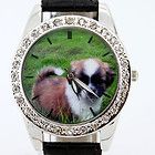 Cute dog Pet Animal Black Leather Quartz Wristwatch Gfit L9H