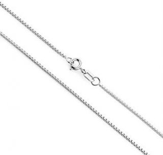 14K Solid White Gold Box Chain Necklace 18 0.80 grams SALE