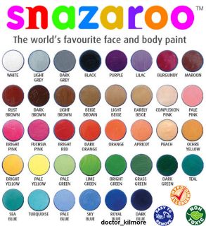 Snazaroo Face Body Paint Fancy Dress 18ml Make Up 30 Classic Colours