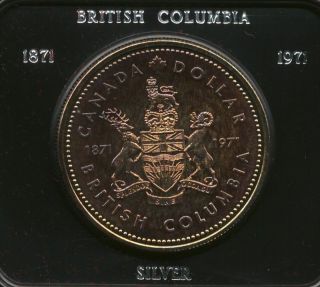 1971 cased silver proof silver dollar british columbia from canada