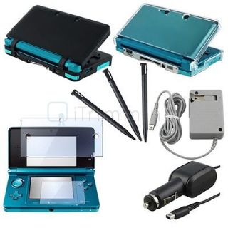   Bundle Skin Case Charger LCD Guard Stylus For Game Nintendo 3DS