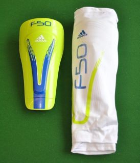 ADIDAS F50 PRO LITE SHIN PAD AND SLEEVE XS to XL FLUO YELLOW & BLUE 