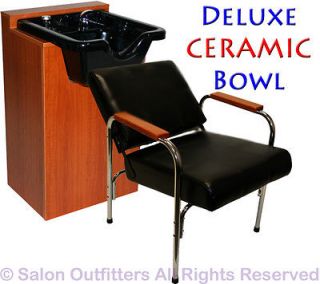   Oak Cabinet Ceramic Shampoo Bowl Sink Chair Beauty Spa Salon Equipment