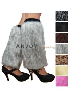   Womens Faux Fur Long Foot Leg Warmer Cuff Slap On Wristband Fuzzy Fur