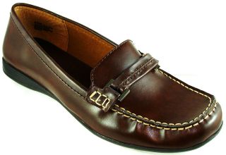   Bay Brown Leather Casual Dress Slip Ons Shoes Size 9.5 10 Womens New