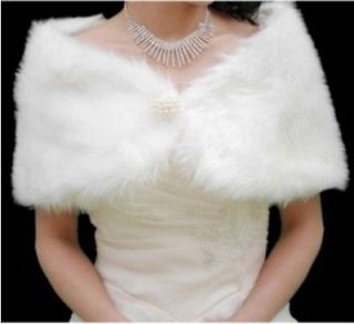   Ivory Faux Fur Wedding Wrap Shrug Bolero Jacket Bridal Coat Shawls