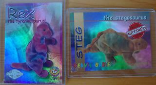 Rex the Tyrannosaurus & Steg the Stegosaurus 2 Beanie Babies Cards 