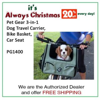 Pet Gear 3 in 1 Dog Travel Carrier, Bike Basket, Car Seat PG1400
