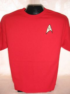   Trek T Shirt Tee TV Show Movie Kirk Spock Apparel Red Uniform Lg 263