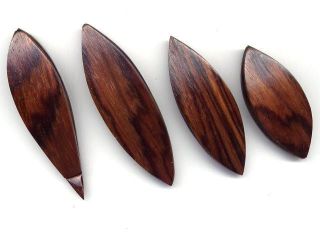 Set of 4 Lovely Handmade CocoBolo Wooden Tatting Shuttles in Various 