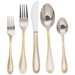   20pc Surgical Stainless Steel Flatware Set with Gold Plated Trim