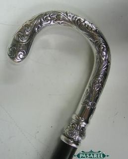 fabulous sterling silver and wood walking stick cane