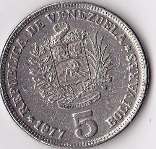   Bolivares Coin 1977 Scarce Lot #2169 Money South America Nickel