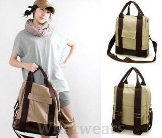 FE Gril Neutral Canvas Rucksack 3Ways Backpack Shoulder Handbag School 