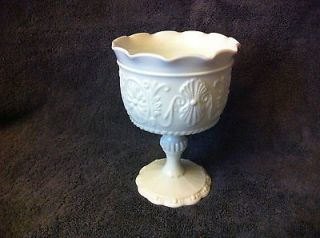 Milk Glass Stemware Candle Bowl Footed Flower Vase Center Piece 