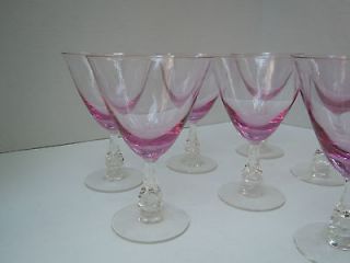   Franciscan Wistaria Pink Water Goblets Glasses, Set of 7, Stem 17477