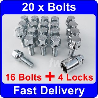 20 x ALLOY WHEEL BOLTS & LOCKS FOR MERCEDES BENZ W110 W114 W115 W123 